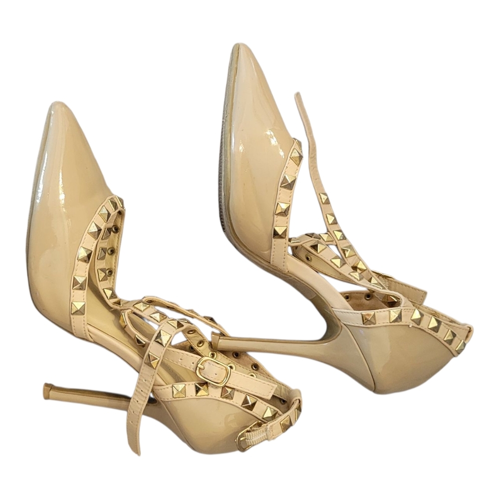 🔥6 FOR $25!🔥Valentino Style Chic Studded Nude Heels - Picture 3 of 5